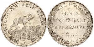 1 Thaler Anhalt-Bernburg (1603 - 1863) Plata Alexander Karl, Duke of Anhalt-Bernburg (1805 – 1863)
