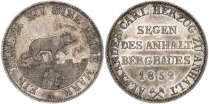1 Thaler Anhalt-Bernburg (1603 - 1863) Plata Alexander Karl, Duke of Anhalt-Bernburg (1805 – 1863)