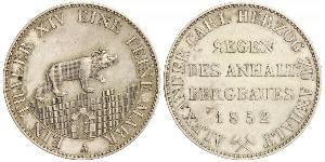 1 Thaler Anhalt-Bernburg (1603 - 1863) Plata Alexander Karl, Duke of Anhalt-Bernburg (1805 – 1863)