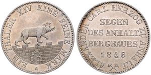 1 Thaler Anhalt-Bernburg (1603 - 1863) Plata Alexander Karl, Duke of Anhalt-Bernburg (1805 – 1863)