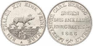 1 Thaler Anhalt-Bernburg (1603 - 1863) Plata Alexander Karl, Duke of Anhalt-Bernburg (1805 – 1863)