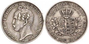 1 Thaler Anhalt-Dessau (1603 -1863) / Anhalt (1806 - 1918) Plata Leopoldo IV de Anhalt (1794 – 1871)
