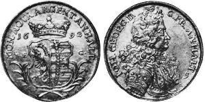 1 Thaler Anhalt-Dessau (1603 -1863) / Anhalt (1806 - 1918) Plata John George II, Prince of Anhalt-Dessau (1627 – 1693)