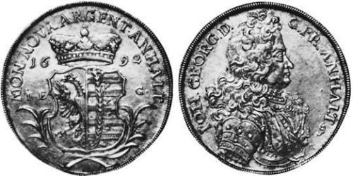 1 Thaler Anhalt-Dessau (1603 -1863) / Anhalt (1806 - 1918) Plata John George II, Prince of Anhalt-Dessau (1627 – 1693)