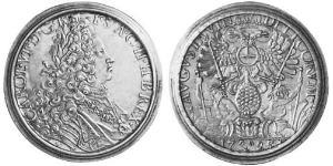 1 Thaler Augsburgo (1276 - 1803) Plata Carlos VI, Emperador del Sacro Imperio Romano (1685-1740)