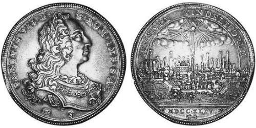 1 Thaler Augsburgo (1276 - 1803) Plata Carlos VII del Sacro Imperio Romano(1697 – 1745)