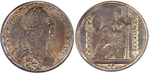 1 Thaler Augsburgo (1276 - 1803) Plata Francisco I del Sacro Imperio Romano Germánico(1708-1765)