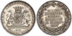 1 Thaler Bremen (estado) / States of Germany Plata 