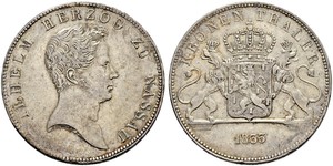 1 Thaler Ducado de Nassau (1806 - 1866) Plata Guillermo I de Nassau