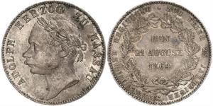 1 Thaler Ducado de Nassau (1806 - 1866) Plata Adolfo de Luxemburgo