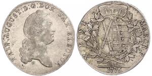 1 Thaler Electorado de Sajonia (1356 - 1806) Plata Augusto II de Polonia (1670 - 1733)