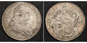 1 Thaler Electorate of Bavaria (1623 - 1806) Plata Carlos Teodoro del Palatinado y Baviera (1724 - 1799)