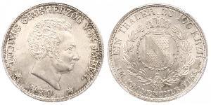 1 Thaler Gran Ducado de Baden (1806-1918) Plata Luis I de Baden(1763 - 1830)