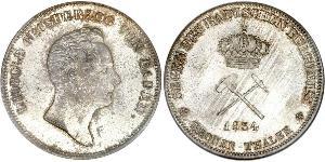 1 Thaler Gran Ducado de Baden (1806-1918) Plata Leopoldo I de Baden(1790 – 1852)