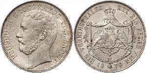 1 Thaler Gran Ducado de Baden (1806-1918) Plata Federico I de Baden (1826 - 1907)