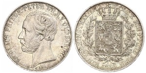 1 Thaler Grand Duchy of Oldenburg (1814 - 1918) Plata Pedro II de Oldenburgo (1827 - 1900)