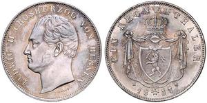 1 Thaler Hesse-Darmstadt (1806 - 1918) Plata Luis II de Hesse-Darmstadt