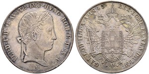1 Thaler Imperio austríaco (1804-1867) Plata Ferdinand I of Austria (1793 - 1875)