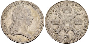 1 Thaler Imperio austríaco (1804-1867) Plata Francis II, Holy Roman Emperor (1768 - 1835)
