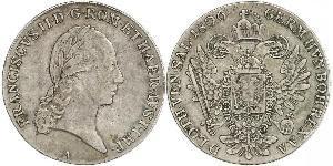 1 Thaler Imperio austríaco (1804-1867) Plata Francis II, Holy Roman Emperor (1768 - 1835)
