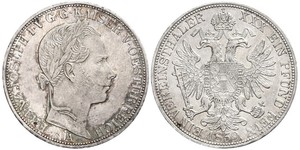 1 Thaler Imperio austríaco (1804-1867) Plata Franz Joseph I (1830 - 1916)