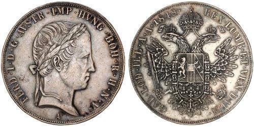 1 Thaler Imperio austríaco (1804-1867) Plata Ferdinand I of Austria (1793 - 1875)