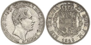 1 Thaler Mecklemburgo-Schwerin (1352-1918) Plata Federico Francisco II de Mecklemburgo-Schwerin