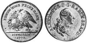 1 Thaler Principado de Ansbach (1398–1792) Plata Charles Alexander, Margrave of Brandenburg-Ansbach (1736 – 1806)