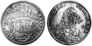 1 Thaler Principado de Ansbach (1398–1792) Plata Charles William Frederick, Margrave of Brandenburg-Ansbach (1712 – 1757)