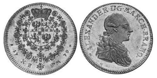 1 Thaler Principado de Ansbach (1398–1792) Plata Charles Alexander, Margrave of Brandenburg-Ansbach (1736 – 1806)
