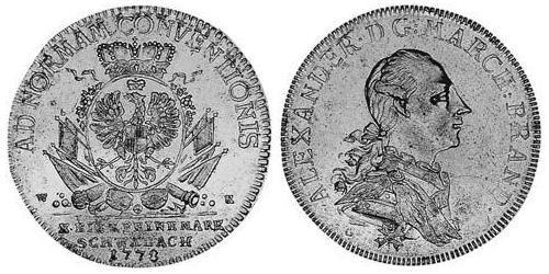 1 Thaler Principado de Ansbach (1398–1792) Plata Charles Alexander, Margrave of Brandenburg-Ansbach (1736 – 1806)