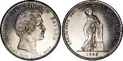 1 Thaler Reino de Baviera (1806 - 1918) Plata Luis I de Baviera(1786 – 1868)