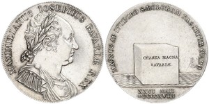 1 Thaler Reino de Baviera (1806 - 1918) Plata Maximiliano I de Baviera (1756 - 1825)