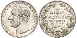 1 Thaler Reino de Hannover (1814 - 1866) Plata Jorge V de Hannover (1819 - 1878)