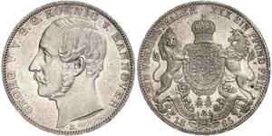 1 Thaler Reino de Hannover (1814 - 1866) Plata Jorge V de Hannover (1819 - 1878)