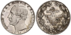 1 Thaler Reino de Hannover (1814 - 1866) Plata Jorge V de Hannover (1819 - 1878)