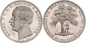 1 Thaler Reino de Hannover (1814 - 1866) Plata Jorge V de Hannover (1819 - 1878)