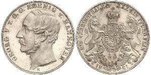 1 Thaler Reino de Hannover (1814 - 1866) Plata Jorge V de Hannover (1819 - 1878)