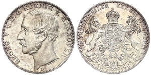 1 Thaler Reino de Hannover (1814 - 1866) Plata Jorge V de Hannover (1819 - 1878)