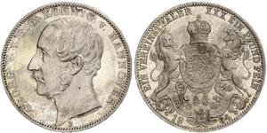 1 Thaler Reino de Hannover (1814 - 1866) Plata Jorge V de Hannover (1819 - 1878)