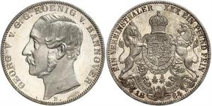 1 Thaler Reino de Hannover (1814 - 1866) Plata Jorge V de Hannover (1819 - 1878)