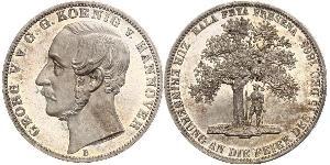 1 Thaler Reino de Hannover (1814 - 1866) Plata Jorge V de Hannover (1819 - 1878)