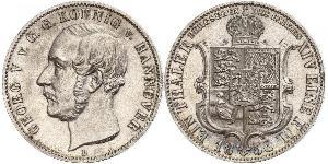 1 Thaler Reino de Hannover (1814 - 1866) Plata Jorge V de Hannover (1819 - 1878)