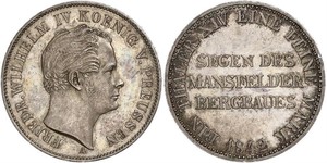 1 Thaler Reino de Prusia (1701-1918) Plata Federico Guillermo IV de Prusia (1795 - 1861)