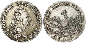 1 Thaler Reino de Prusia (1701-1918) Plata Federico II el Grande (1712 – 1786)