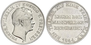 1 Thaler Reino de Prusia (1701-1918) Plata Federico Guillermo IV de Prusia (1795 - 1861)