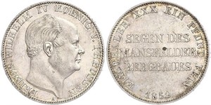 1 Thaler Reino de Prusia (1701-1918) Plata Federico Guillermo IV de Prusia (1795 - 1861)