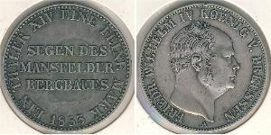 1 Thaler Reino de Prusia (1701-1918) Plata Federico Guillermo IV de Prusia (1795 - 1861)