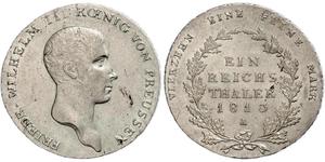 1 Thaler Reino de Prusia (1701-1918) Plata Federico Guillermo III de Prusia (1770 -1840)