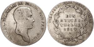 1 Thaler Reino de Prusia (1701-1918) Plata Federico Guillermo III de Prusia (1770 -1840)